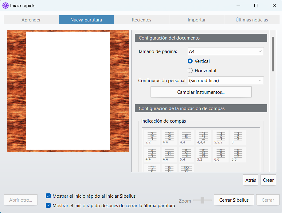 imagen de como crear una nueva partitura